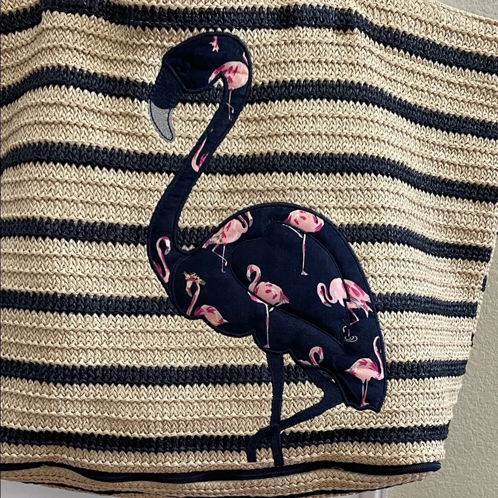 Vera Bradley Straw Flamingo Tote